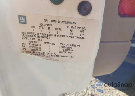 2004 Chevrolet Classic из США, поврежденный, VIN 1G1ND52F44M532531